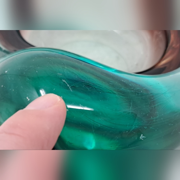Teal And Amythist Art Glass Dish - Picture 7 of 8